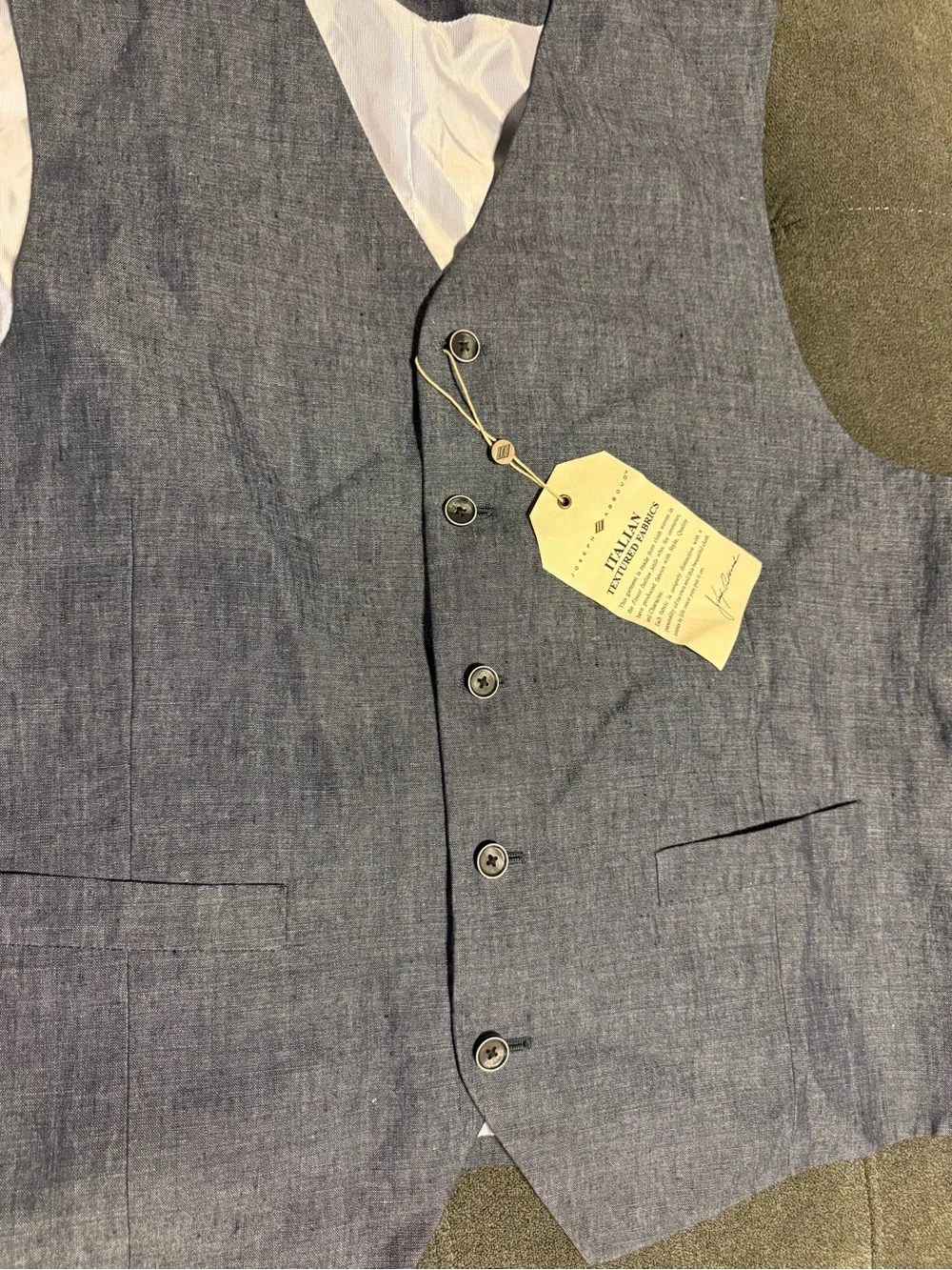 Joseph Abboud Men's XL Linen Suit Vest Blue Italian Fabric NWT Waistcoat Summer
